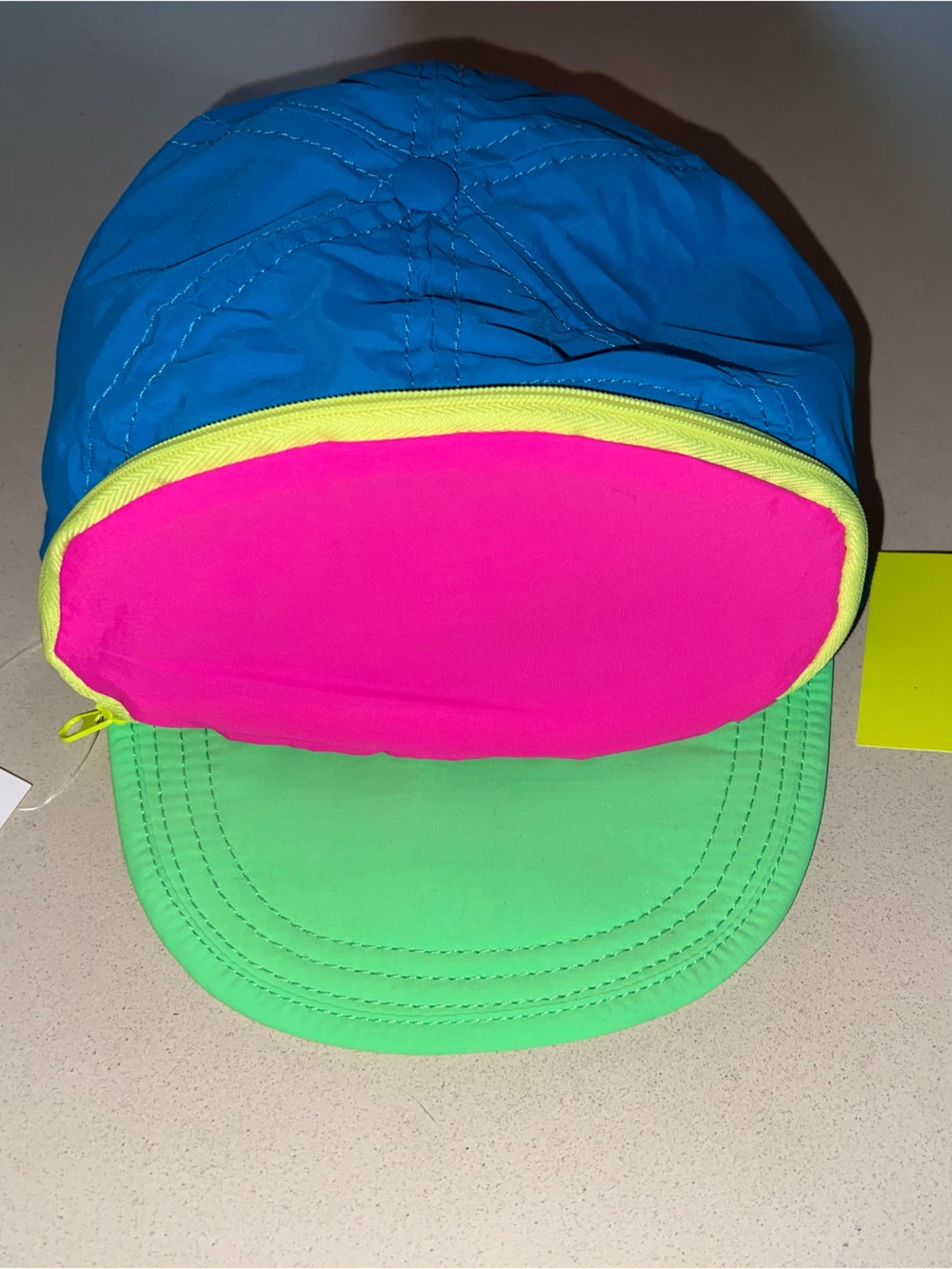 Bright Neon Colorblock Bucket Cap - Pink, Blue & Green 80s
